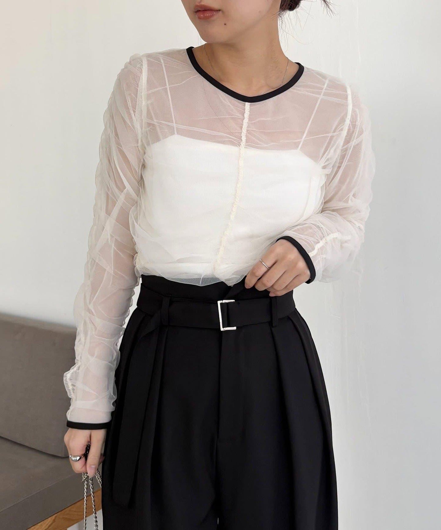 CAPRICIEUX LE'MAGE 薄紗抽褶襯衫