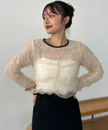 CAPRICIEUX LE'MAGE 薄紗抽褶襯衫
