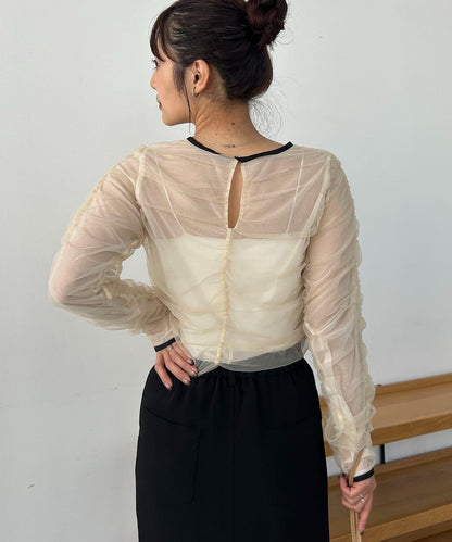CAPRICIEUX LE'MAGE 薄紗抽褶襯衫