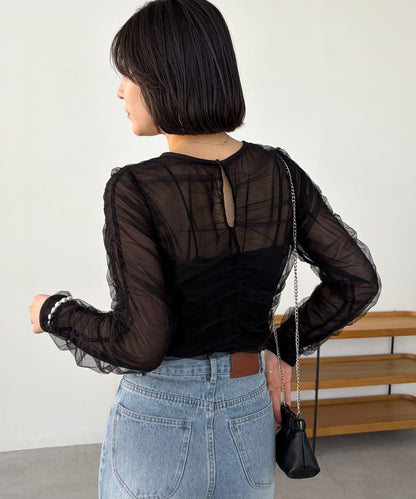 CAPRICIEUX LE'MAGE 薄紗抽褶襯衫