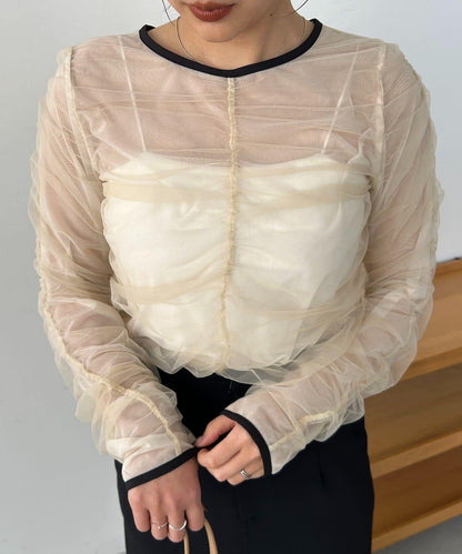 CAPRICIEUX LE'MAGE 薄紗抽褶襯衫