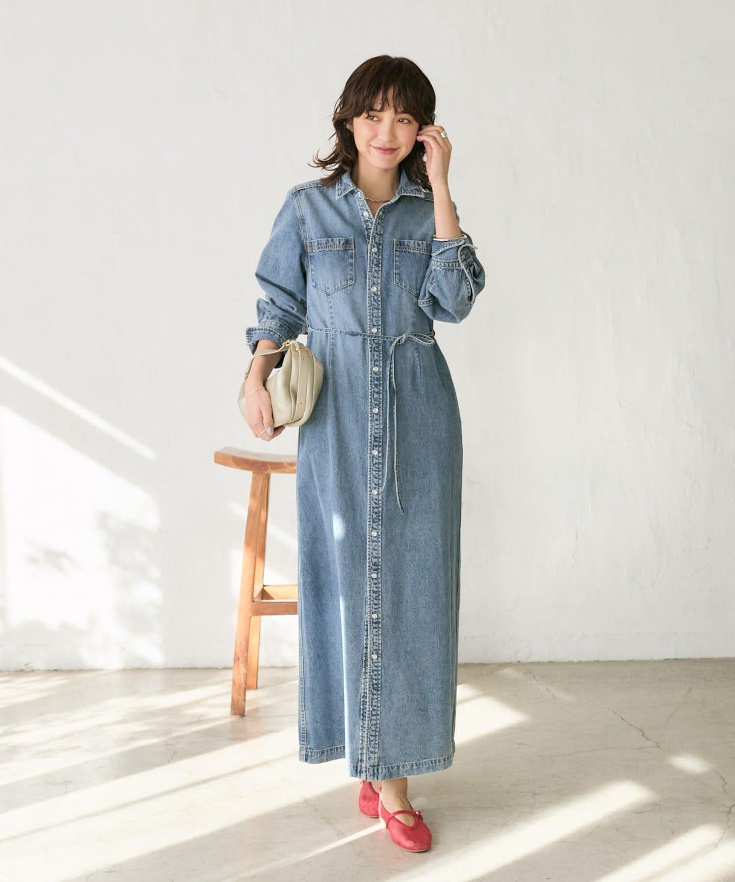 Yossshiiii企畫 A・MONN 牛仔襯衫多用連衣裙