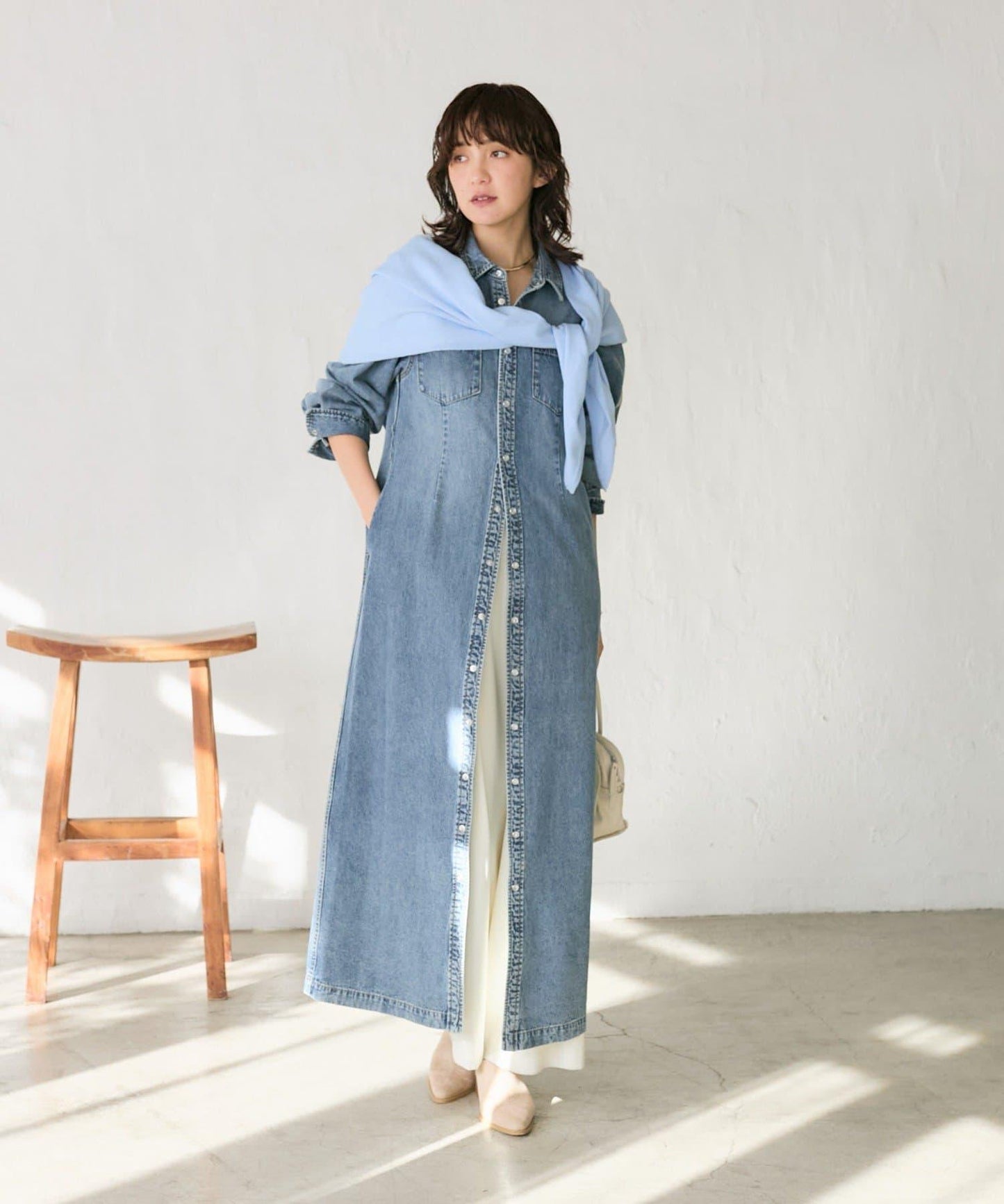 Yossshiiii企畫 A・MONN 牛仔襯衫多用連衣裙