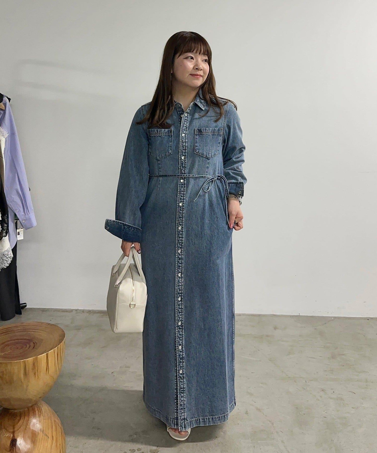 Yossshiiii企畫 A・MONN 牛仔襯衫多用連衣裙