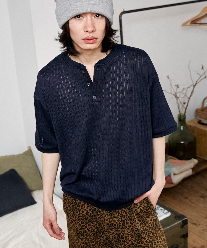 LOVE POP STUDIO Pattern 網眼 Henley Neck T恤