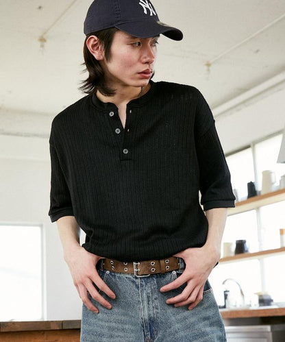 LOVE POP STUDIO Pattern 網眼 Henley Neck T恤