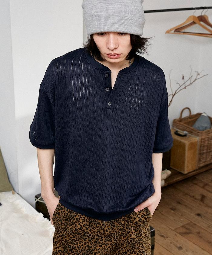 LOVE POP STUDIO Pattern 網眼 Henley Neck T恤