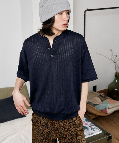 LOVE POP STUDIO Pattern 網眼 Henley Neck T恤