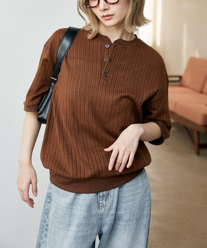 LOVE POP STUDIO Pattern 網眼 Henley Neck T恤