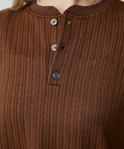 LOVE POP STUDIO Pattern 網眼 Henley Neck T恤