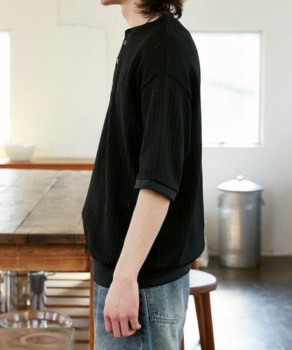 LOVE POP STUDIO Pattern 網眼 Henley Neck T恤