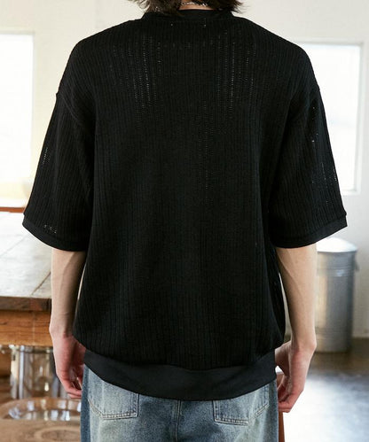 LOVE POP STUDIO Pattern 網眼 Henley Neck T恤