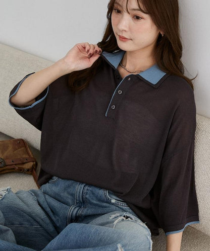 LOVE POP STUDIO 領口疊層設計 針織POLO衫
