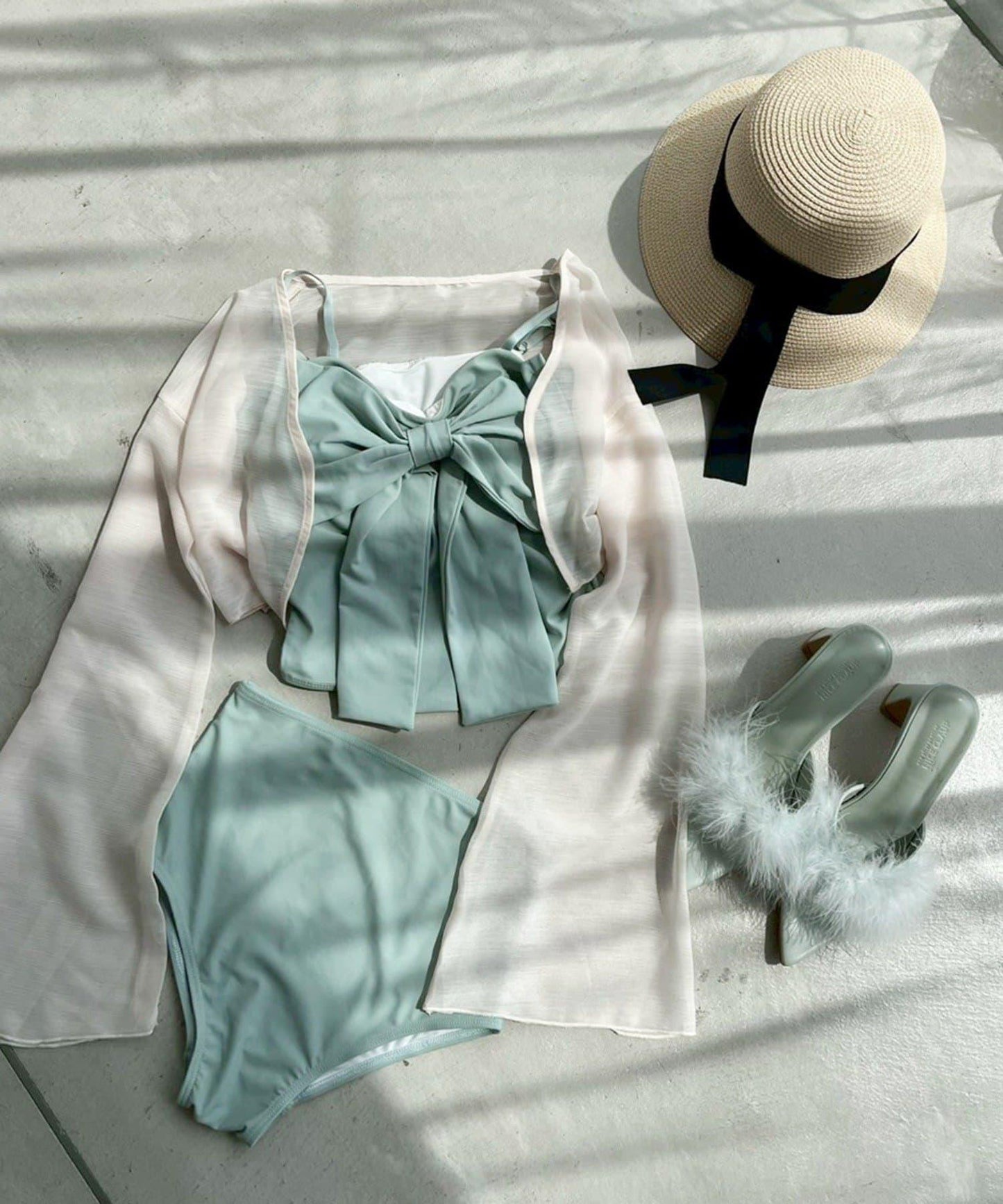 swimwear 前蝴蝶結羽織設計 四件套 泳裝套裝