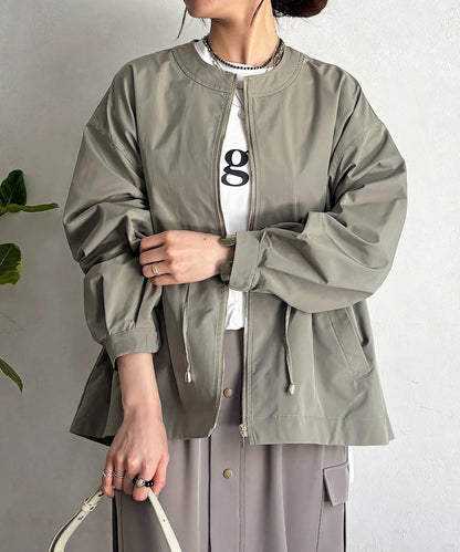 記憶塔夫綢無領夾克