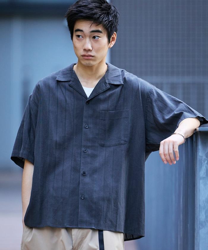 寬鬆版型 陰影條紋 Relax Fit 開領 襯衫