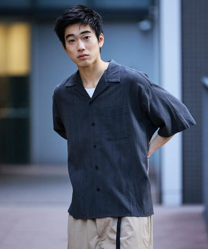 寬鬆版型 陰影條紋 Relax Fit 開領 襯衫