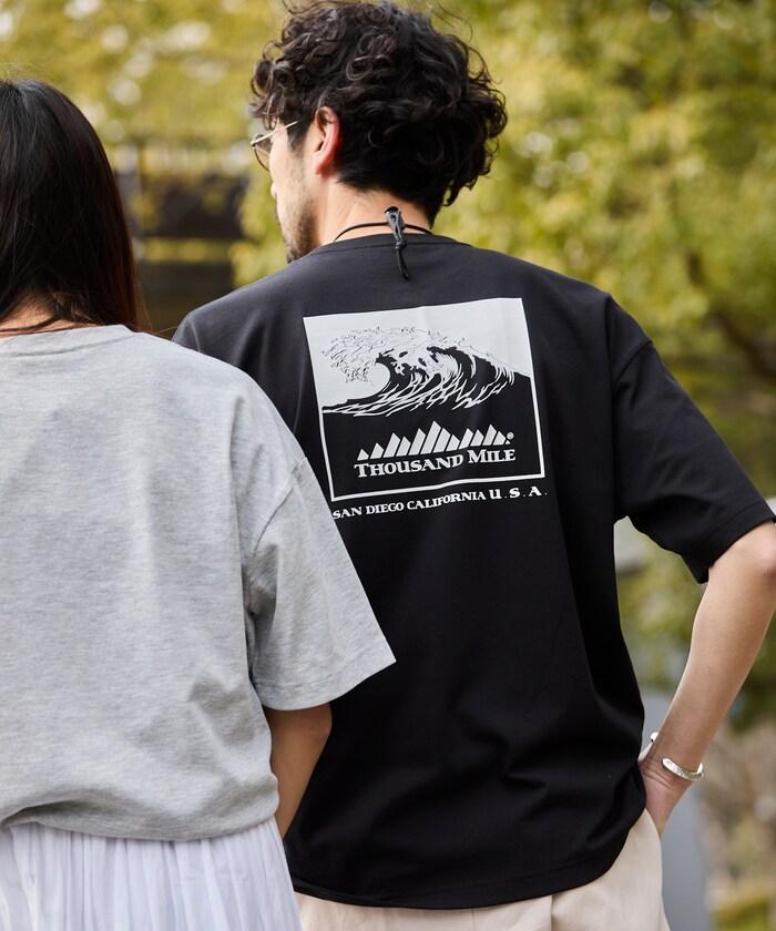 THOUSAND MILE×FREAK'S STORE 抗菌防臭 吸水速幹 背部波浪字母印花 功能T恤