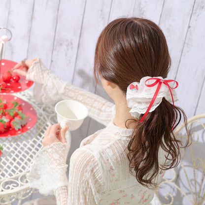 草莓刺繡 髮圈