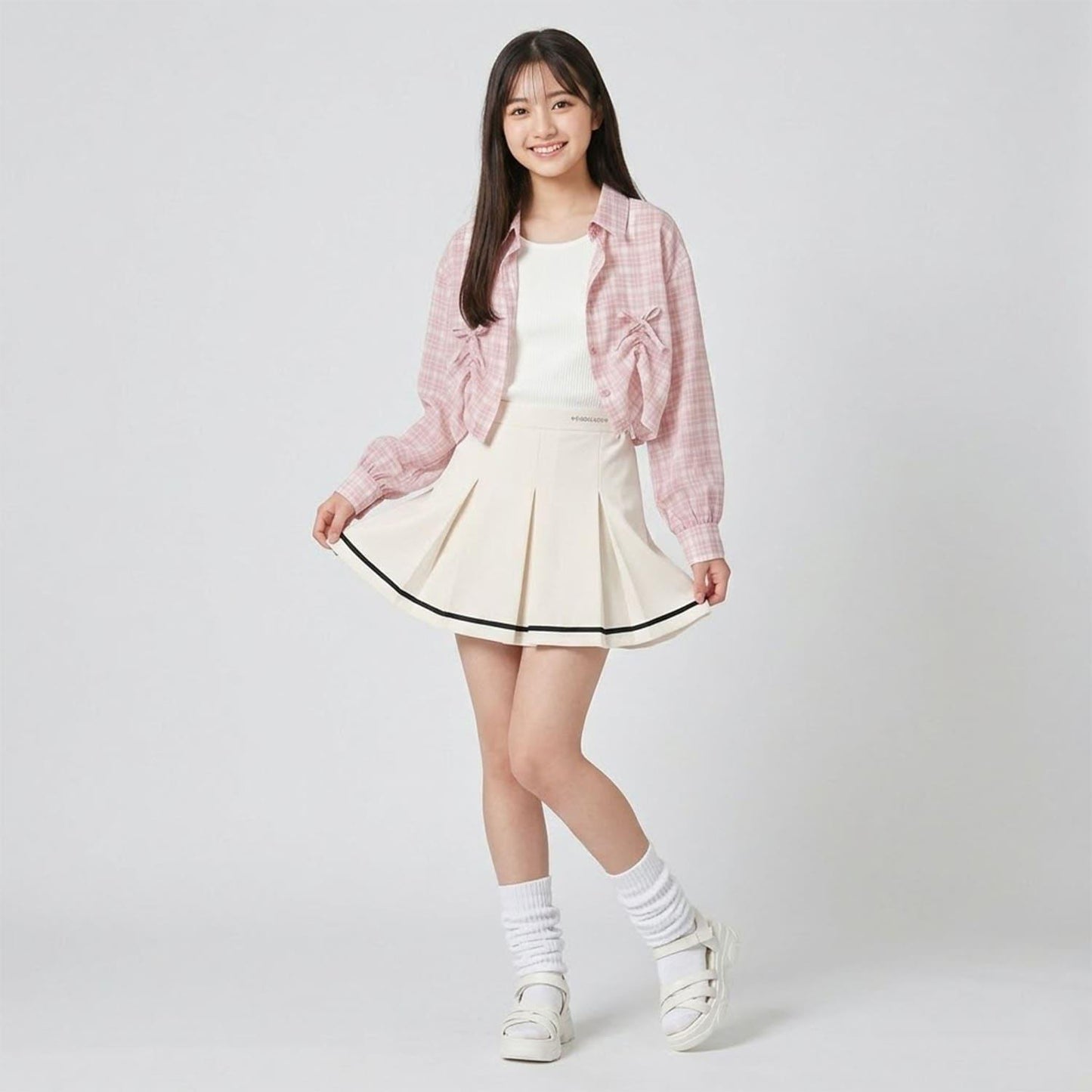 milky coast 箱褶半身裙