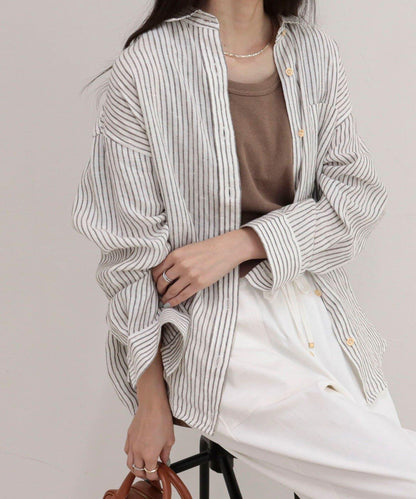 LINEN100 2WAY 裹身襯衫