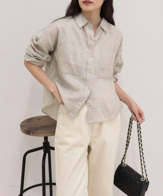 LINEN100 短款襯衫