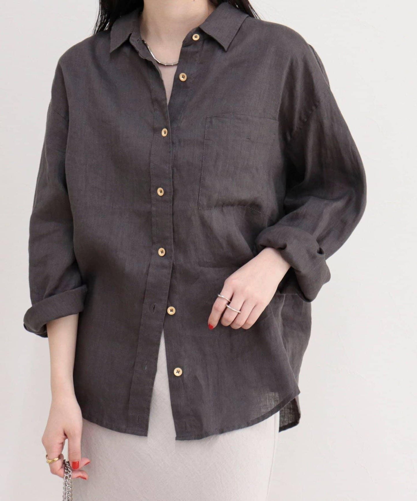 LINEN100 2WAY 裹身襯衫