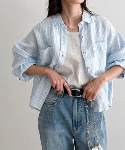 LINEN100 短款襯衫