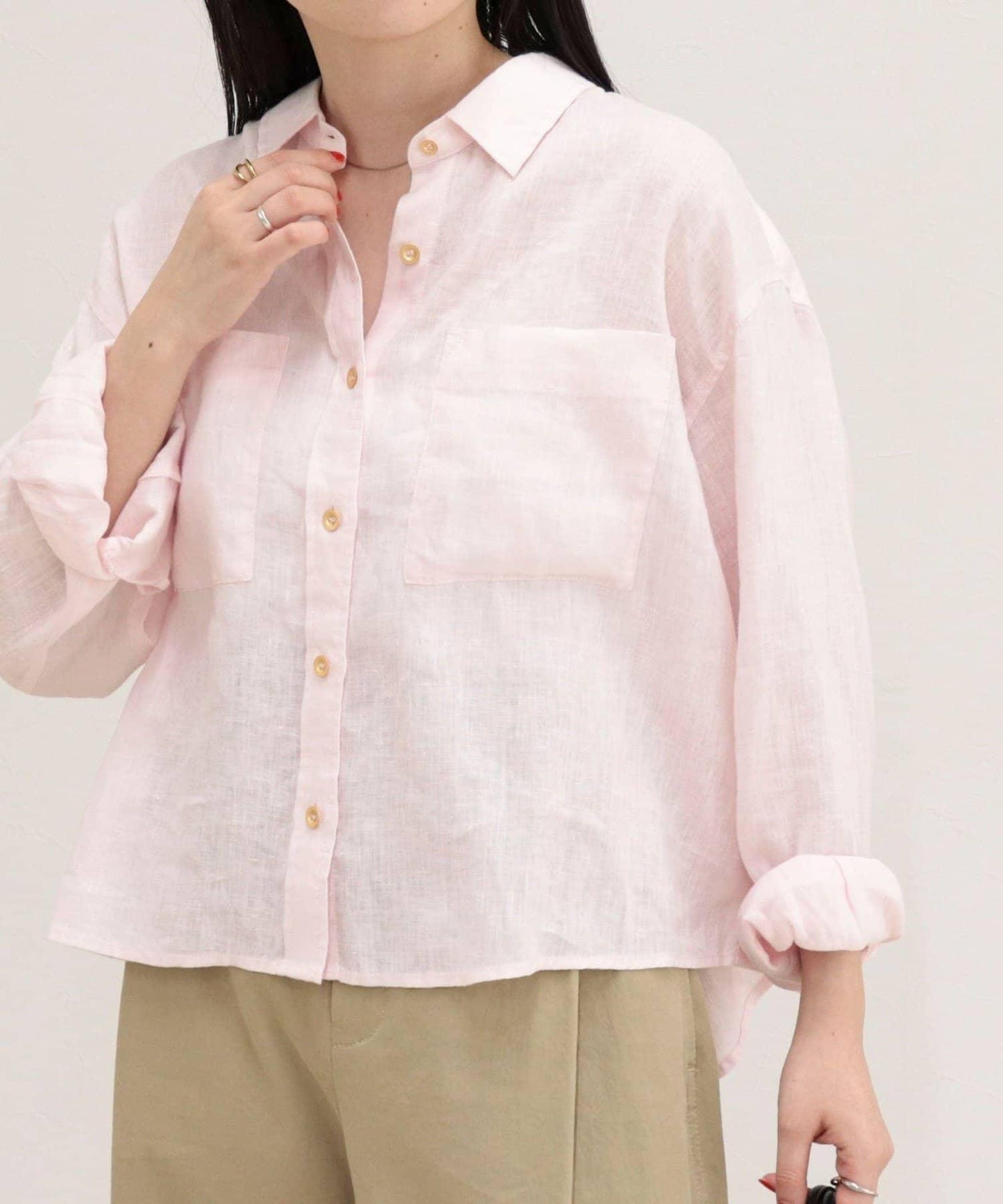 LINEN100 短款襯衫