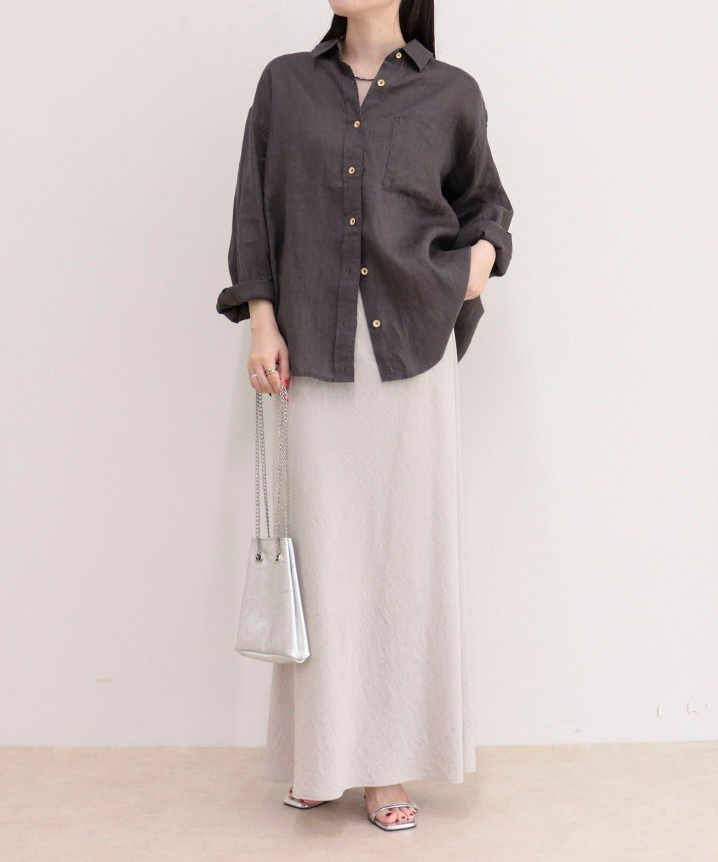 LINEN100 2WAY 裹身襯衫