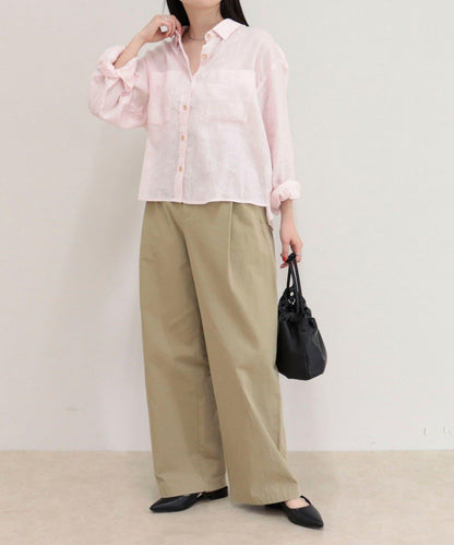 LINEN100 短款襯衫
