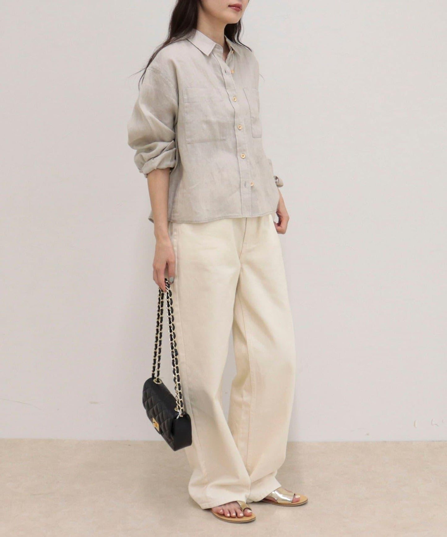 LINEN100 短款襯衫