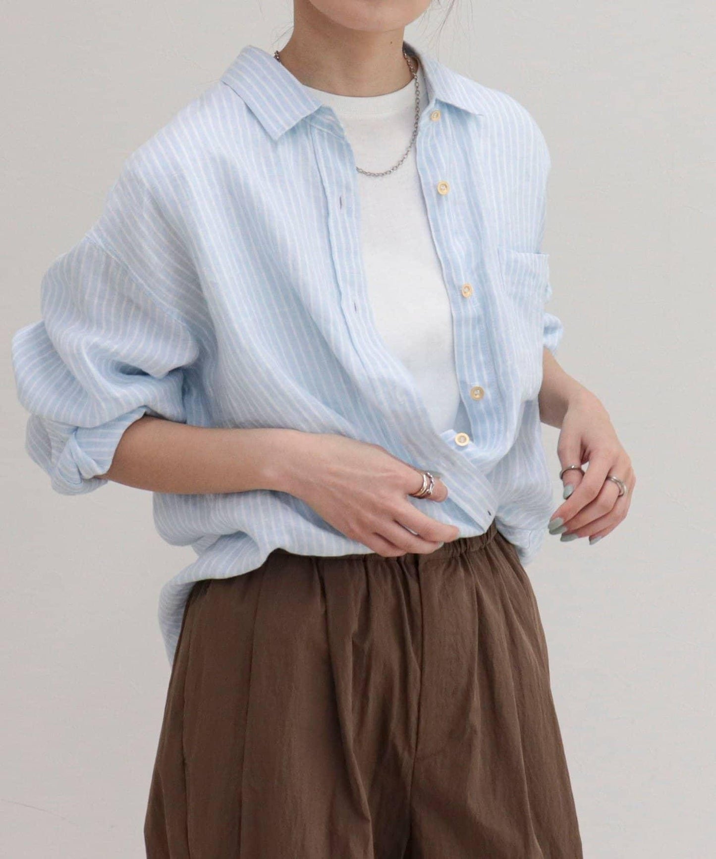 LINEN100 2WAY 裹身襯衫