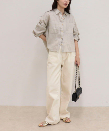 LINEN100 短款襯衫