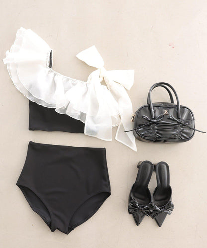 swimwear 肩部蝴蝶結單肩設計 泳裝三件套