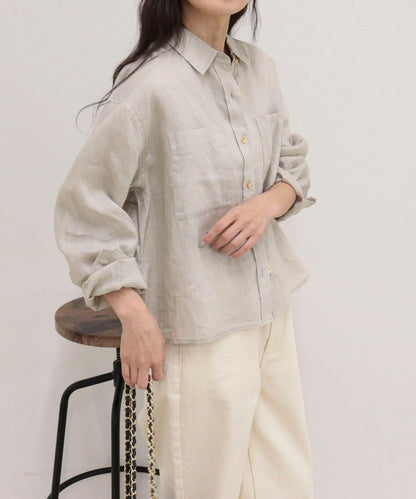 LINEN100 短款襯衫