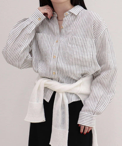 LINEN100 短款襯衫