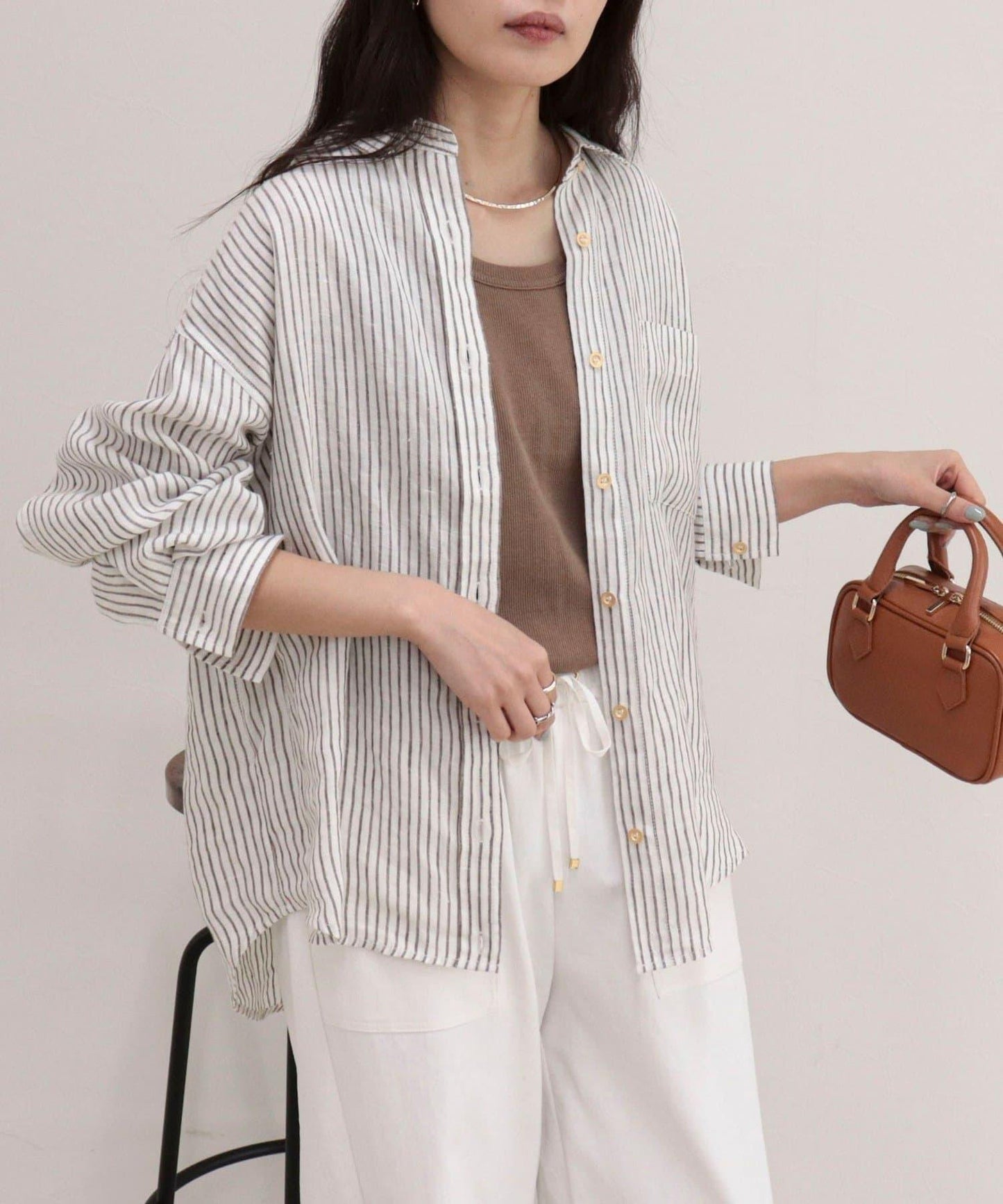 LINEN100 2WAY 裹身襯衫