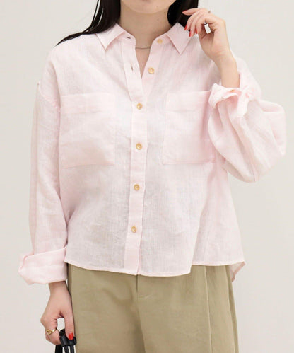 LINEN100 短款襯衫