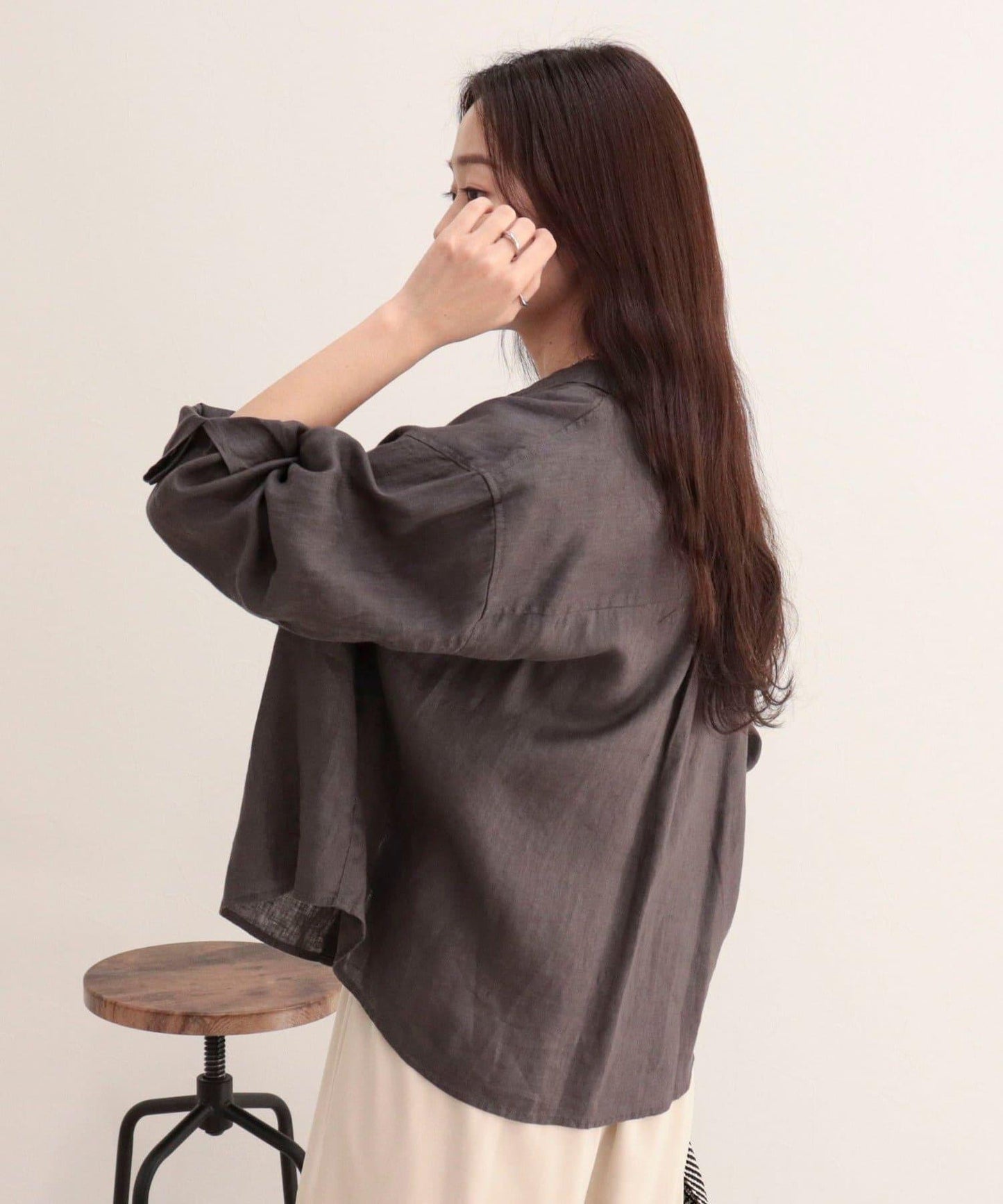 LINEN100 短款襯衫