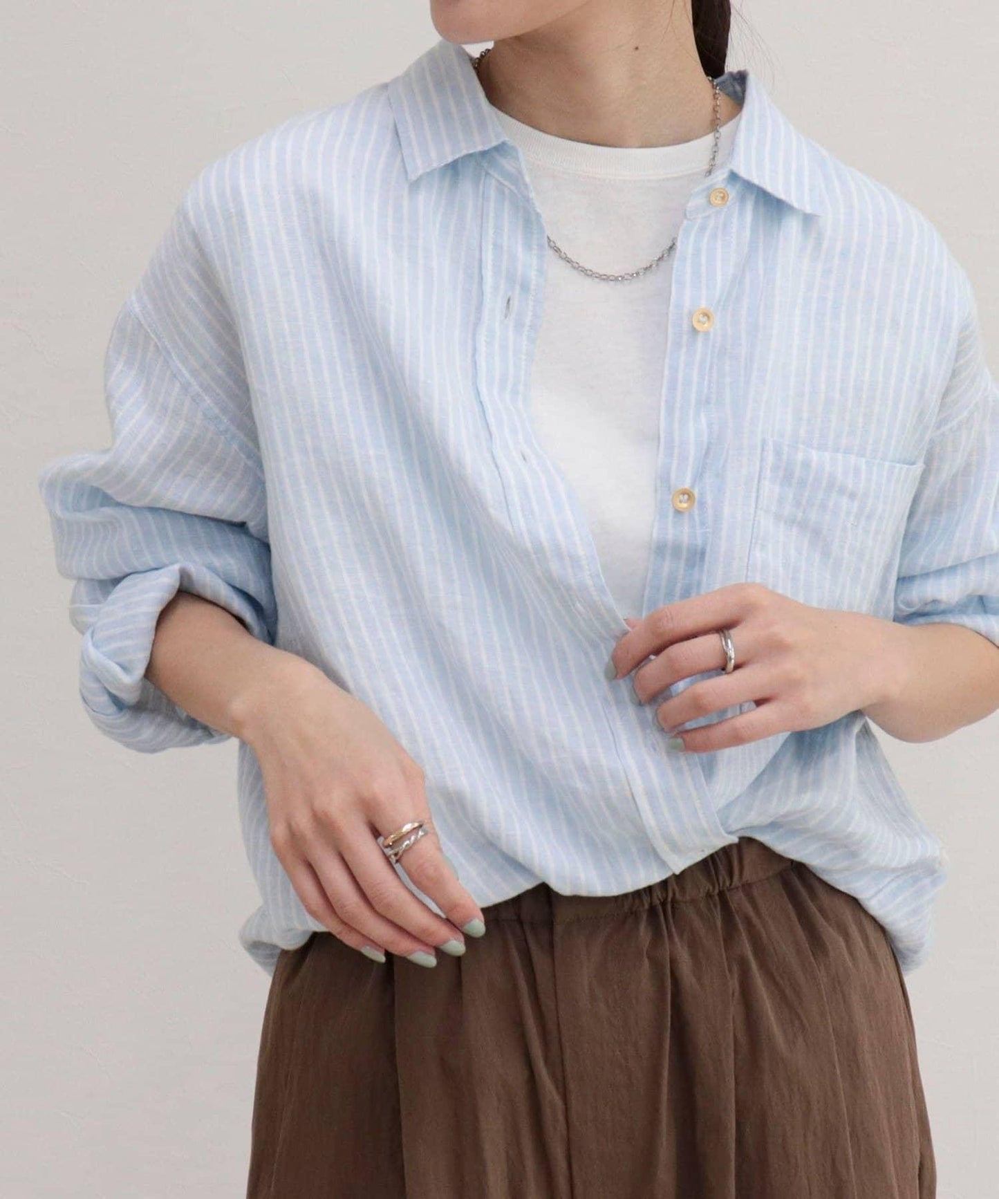 LINEN100 2WAY 裹身襯衫