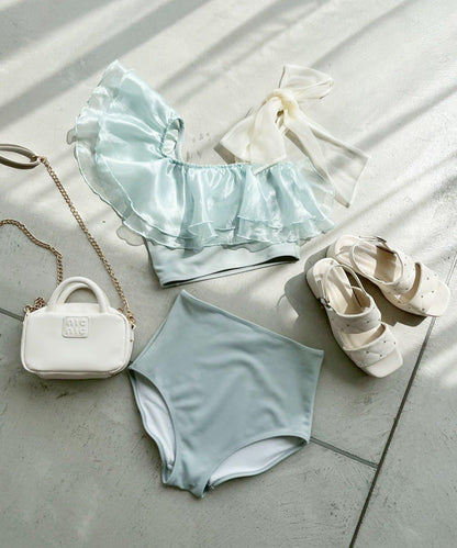 swimwear 肩部蝴蝶結單肩設計 泳裝三件套