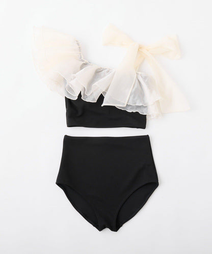 swimwear 肩部蝴蝶結單肩設計 泳裝三件套