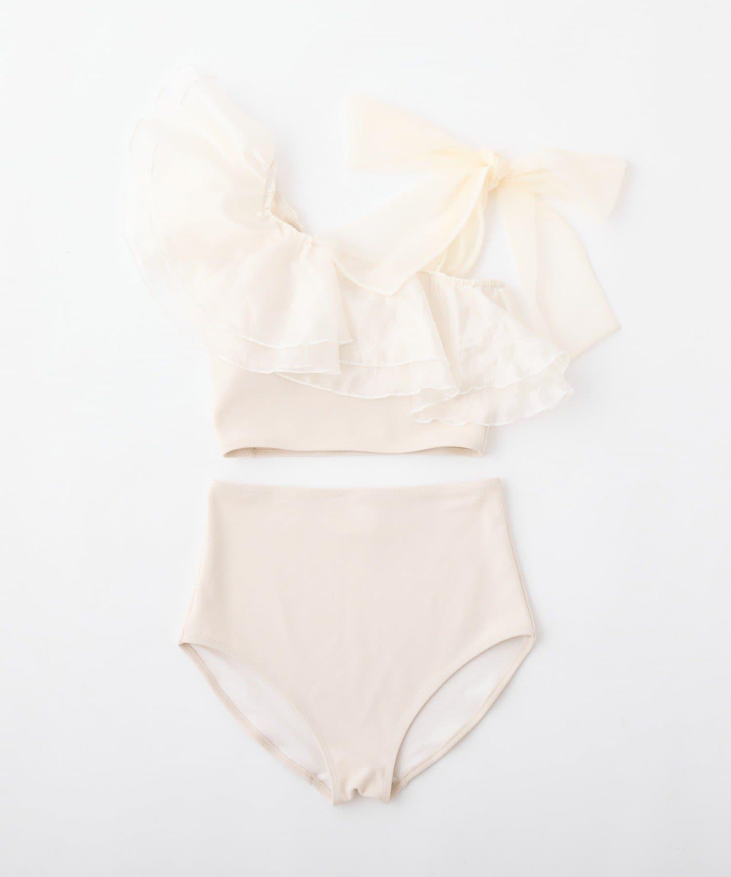 swimwear 肩部蝴蝶結單肩設計 泳裝三件套