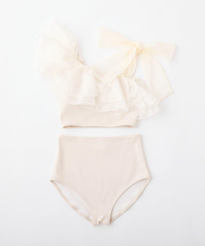 swimwear 肩部蝴蝶結單肩設計 泳裝三件套