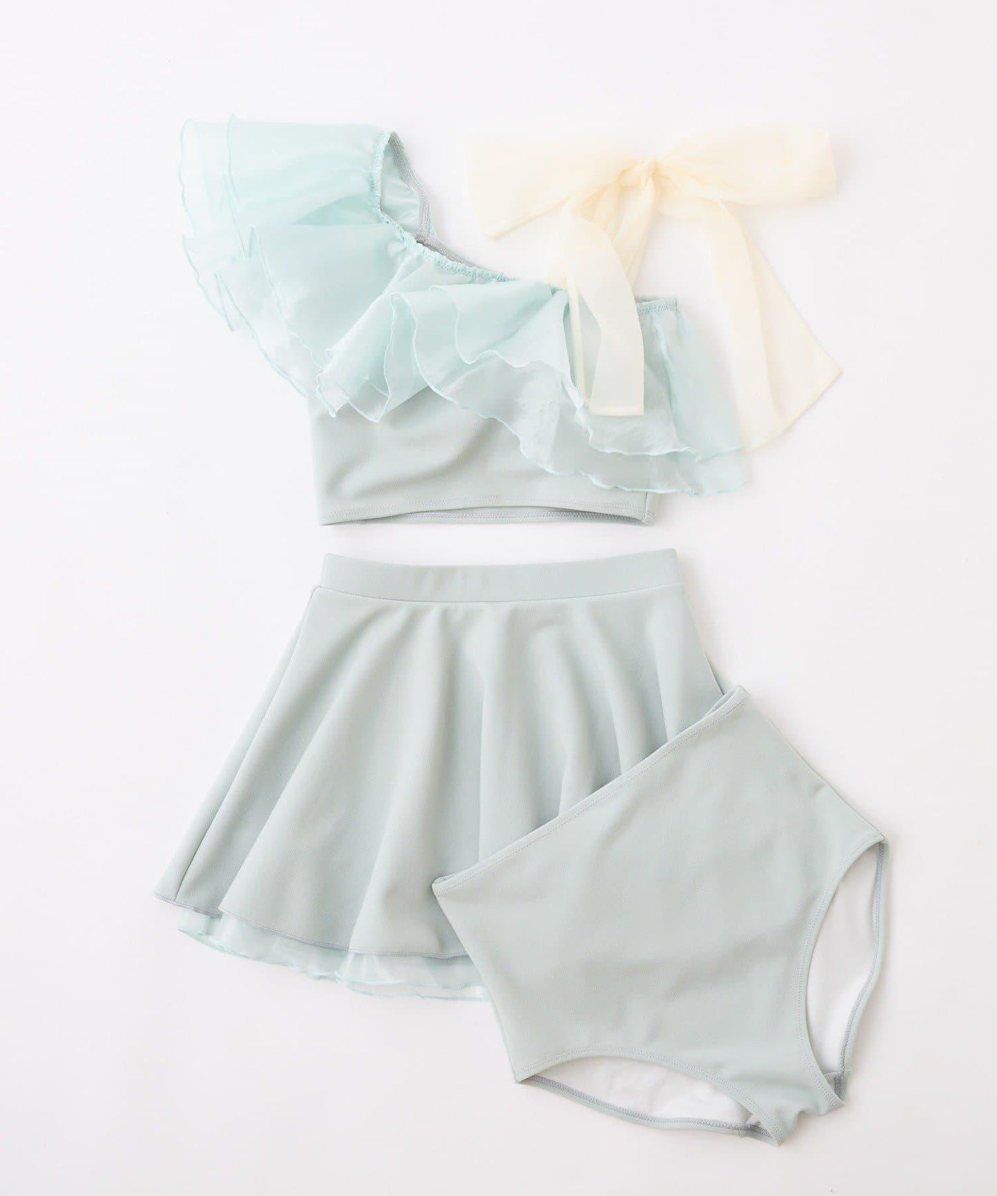swimwear 肩部蝴蝶結單肩設計 泳裝三件套