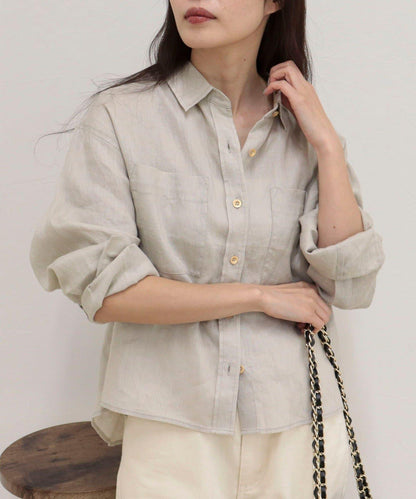 LINEN100 短款襯衫