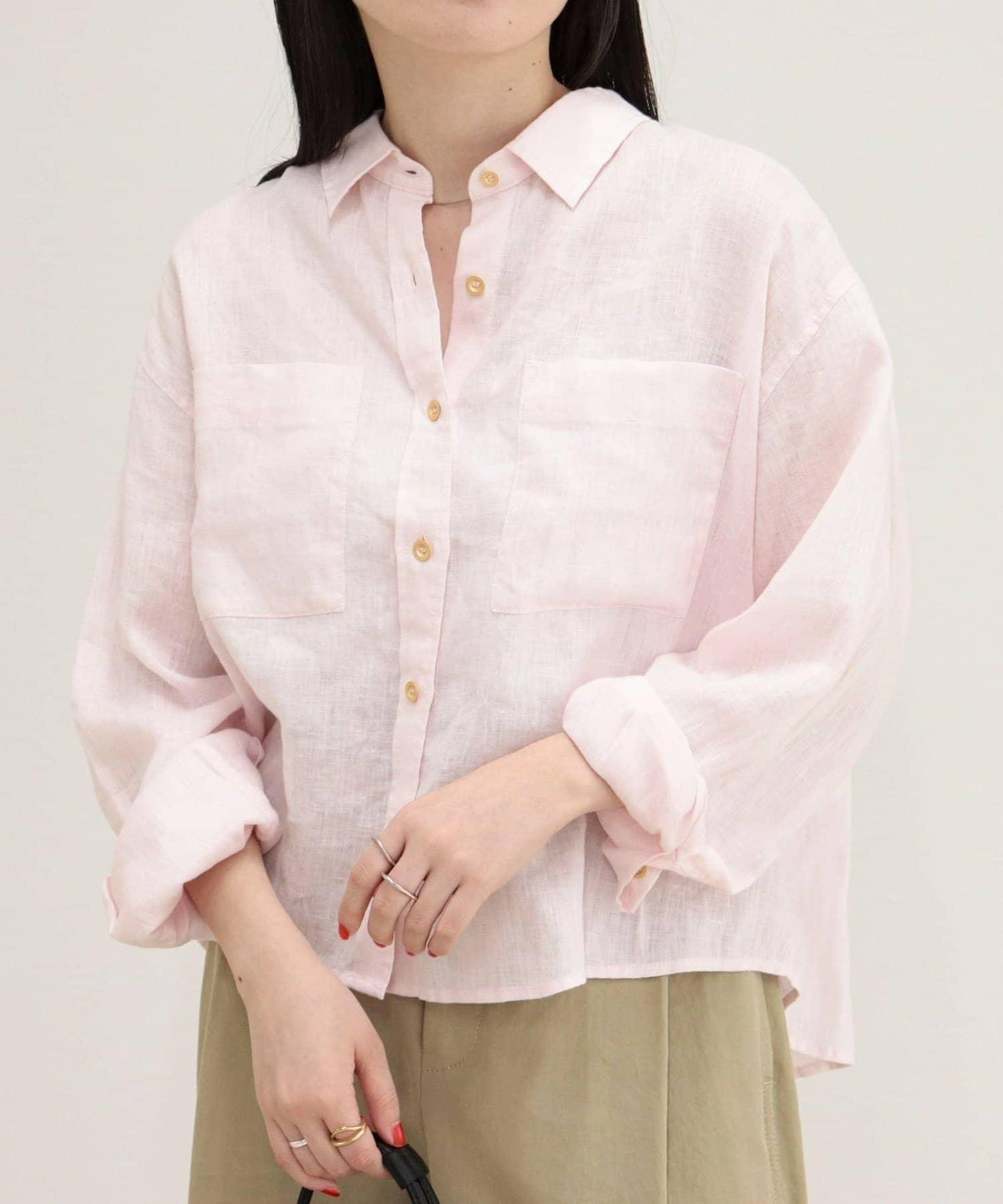 LINEN100 短款襯衫