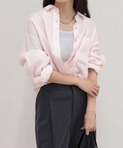 LINEN100 2WAY 裹身襯衫