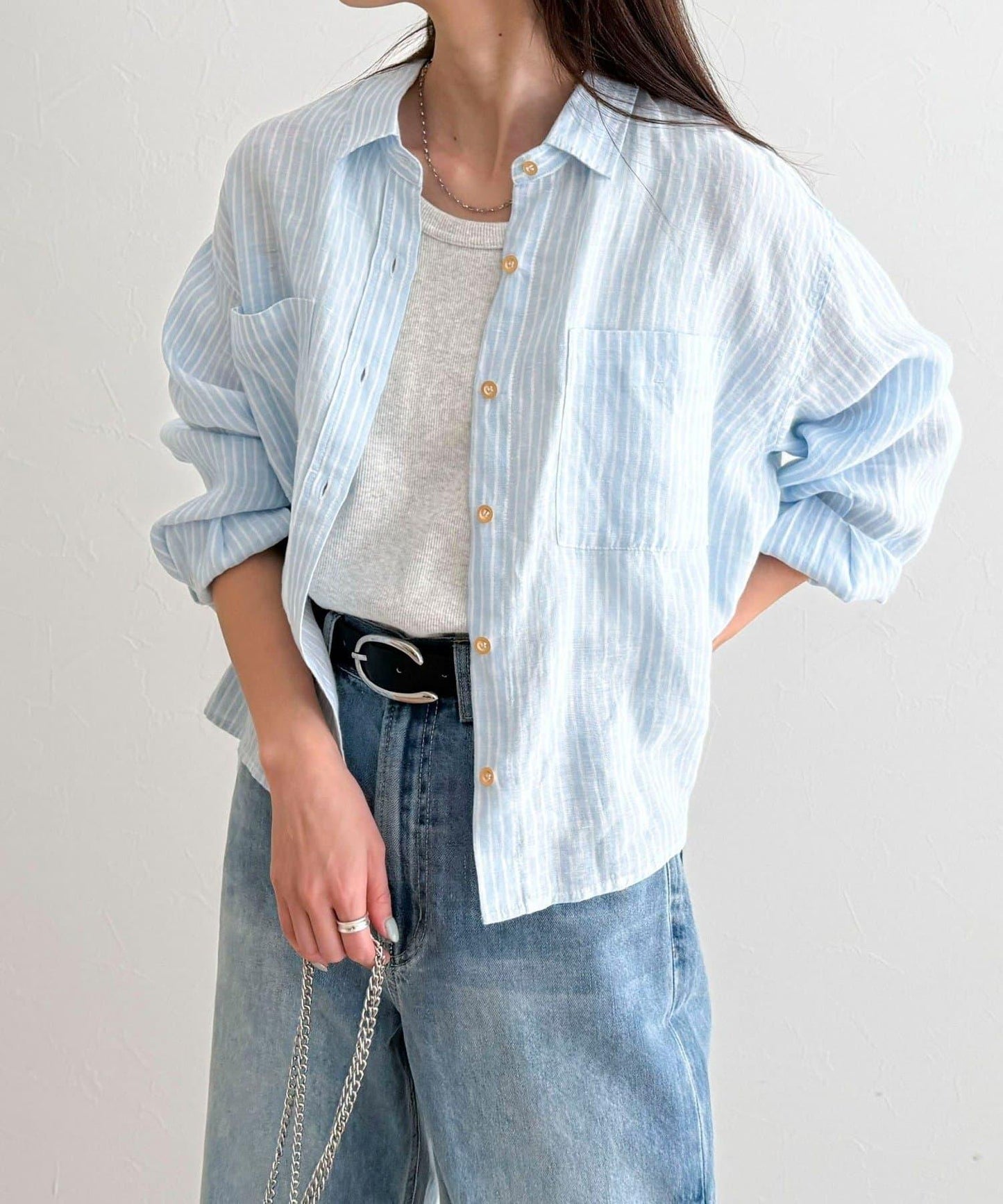 LINEN100 短款襯衫